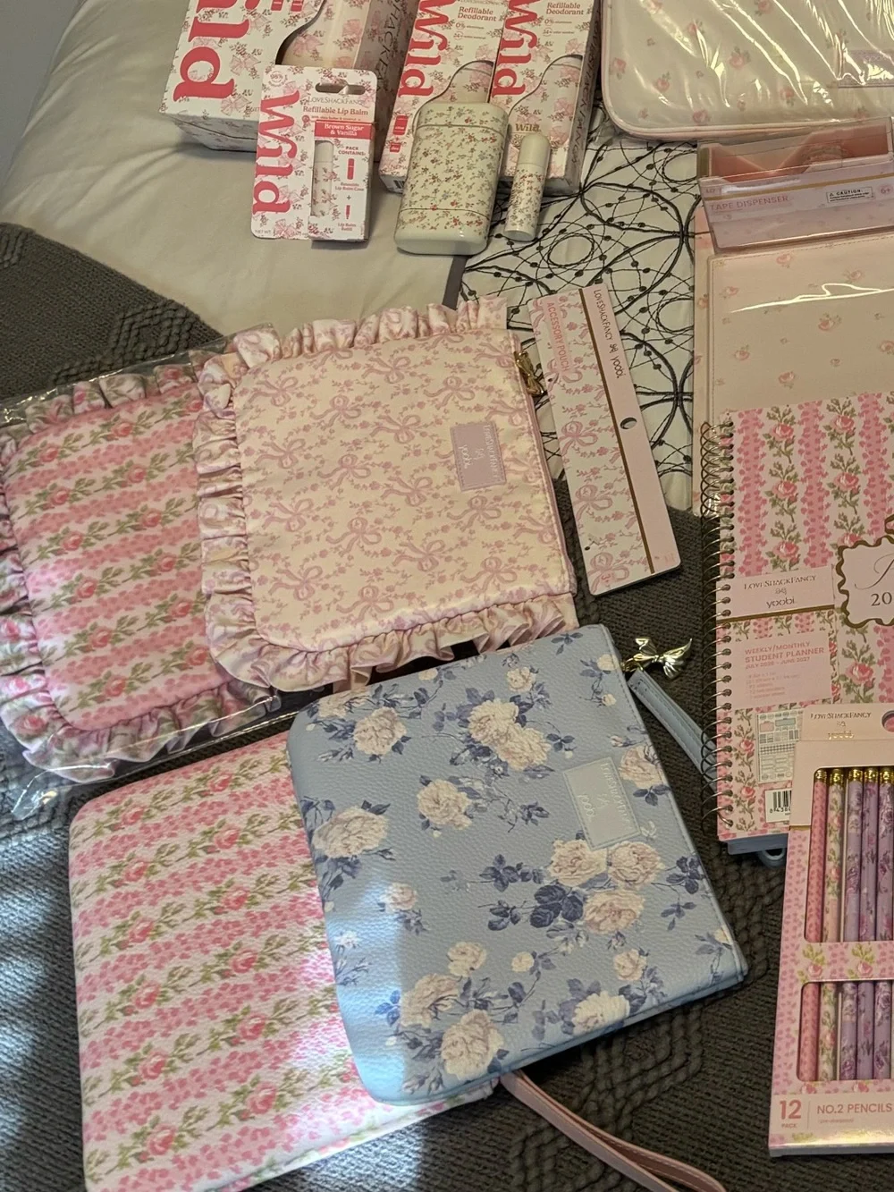 LoveShackFancy x Target Yoobi blooming heirloom zip pouch with wristlet strap